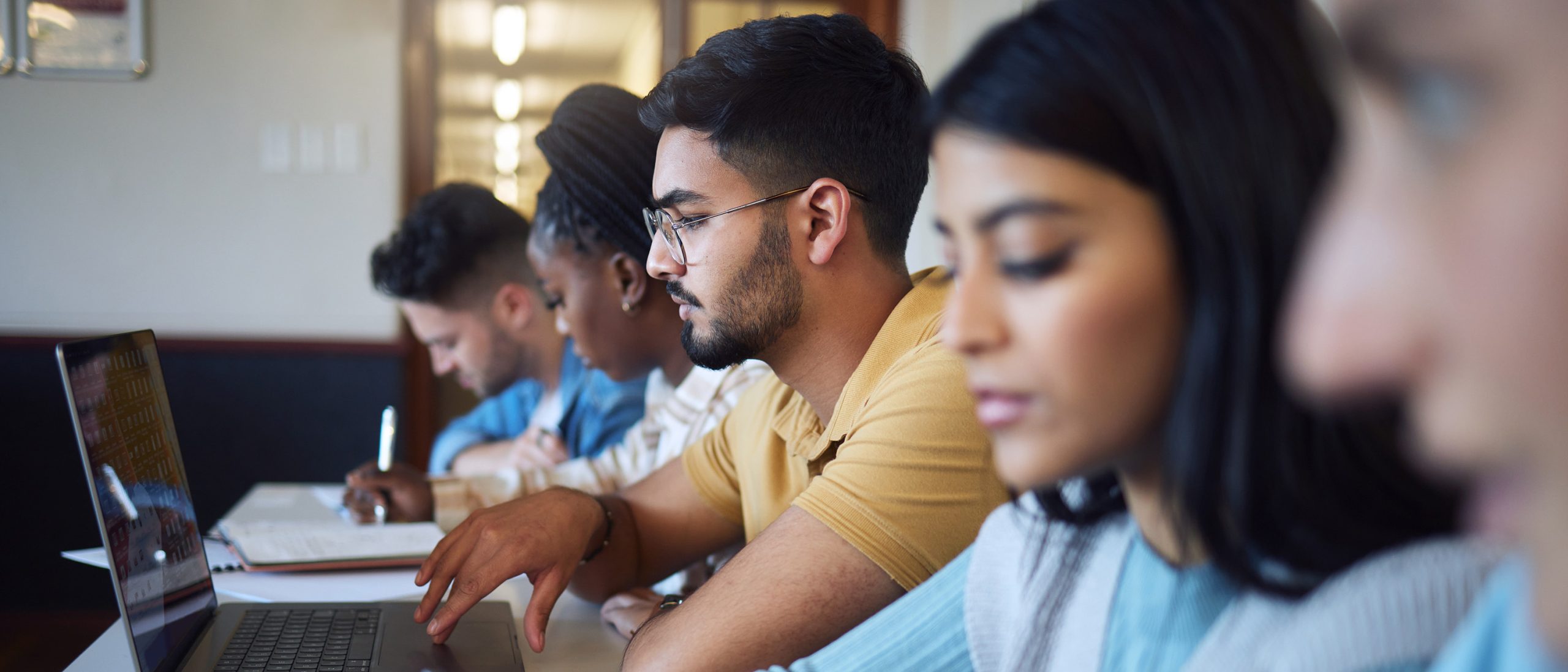 Students in a computer lab studying