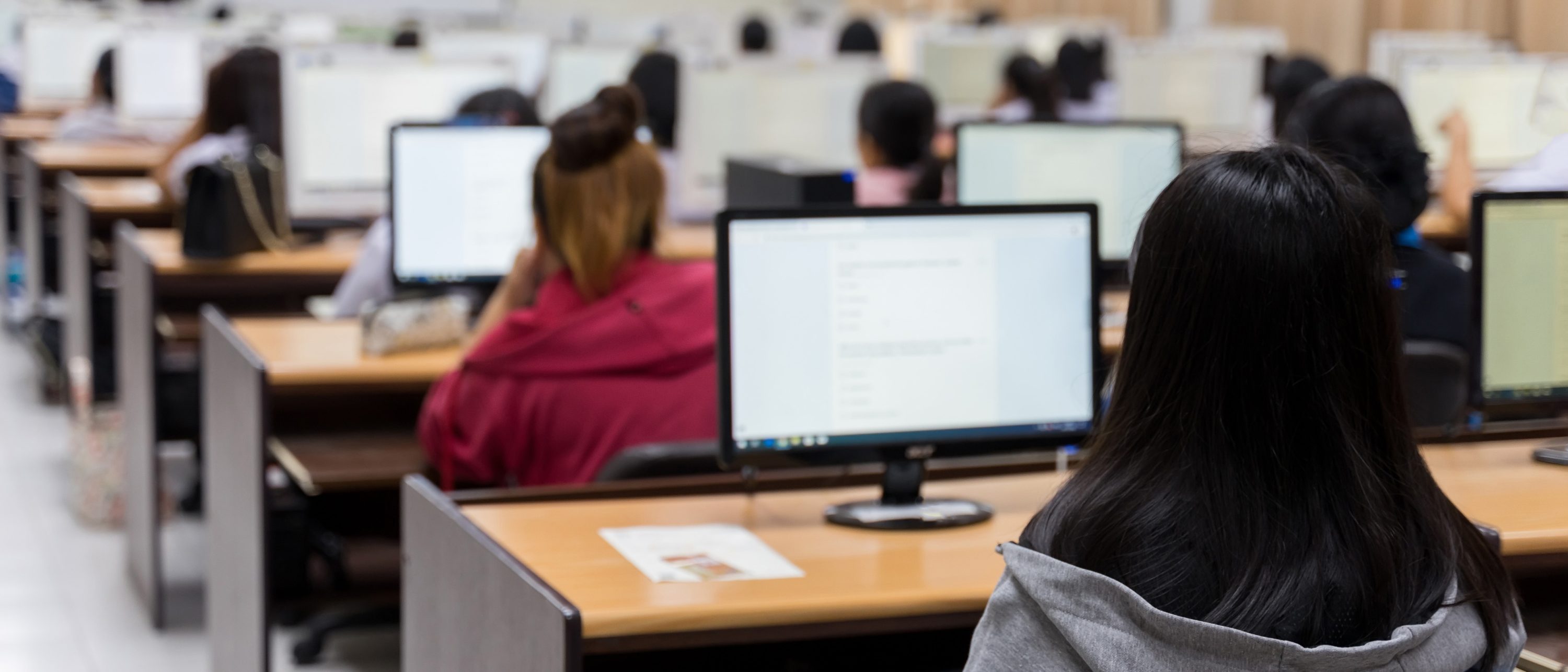 Students working in a computer lab