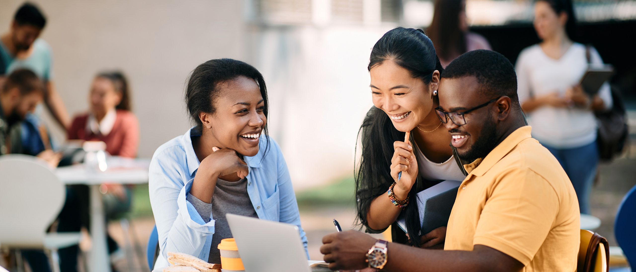 College students studying on campus