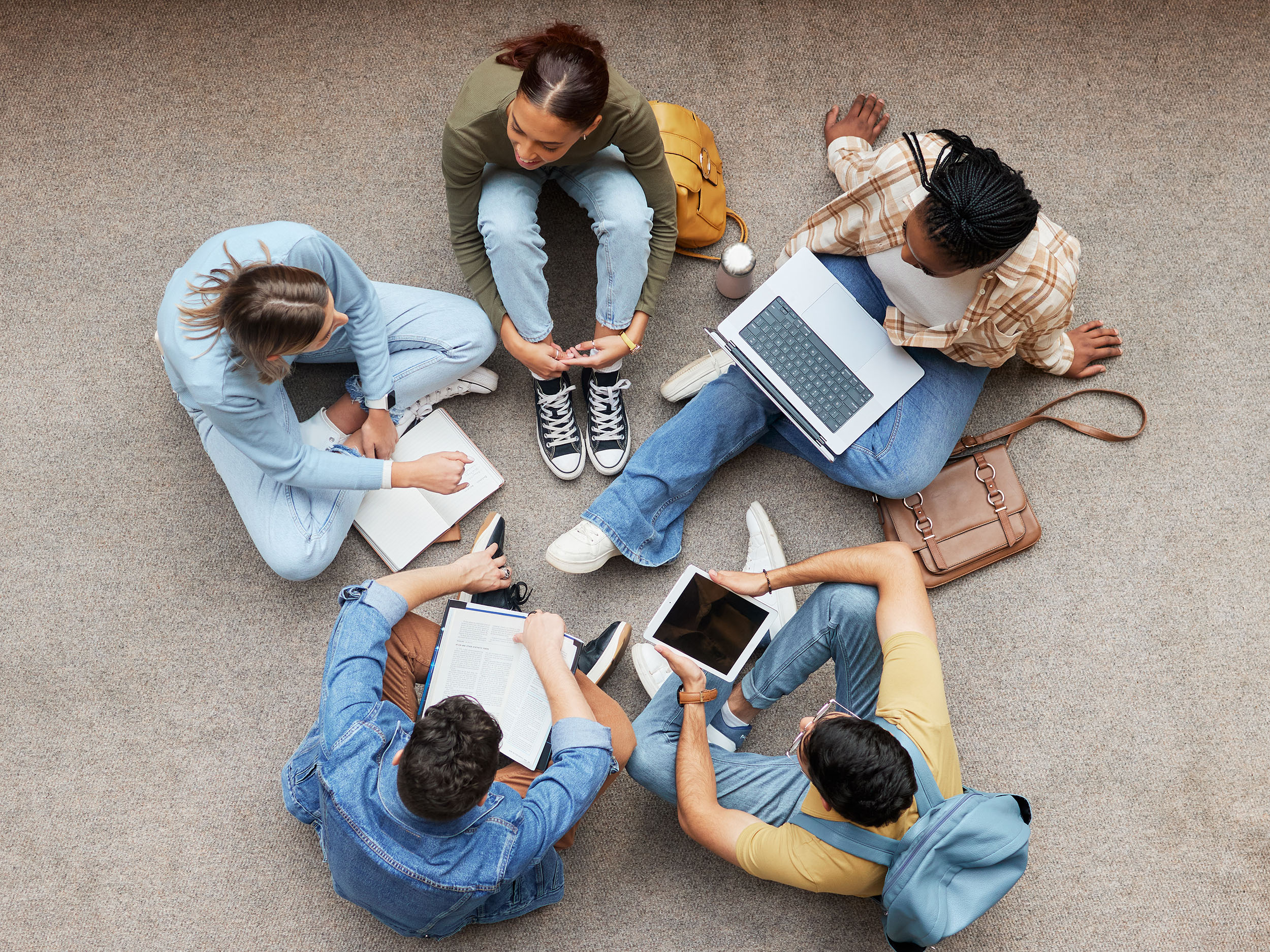 College students sitting in a circle