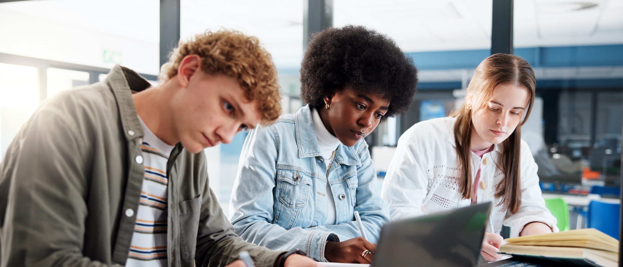 Students working on campus