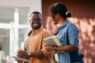 College students walking on campus