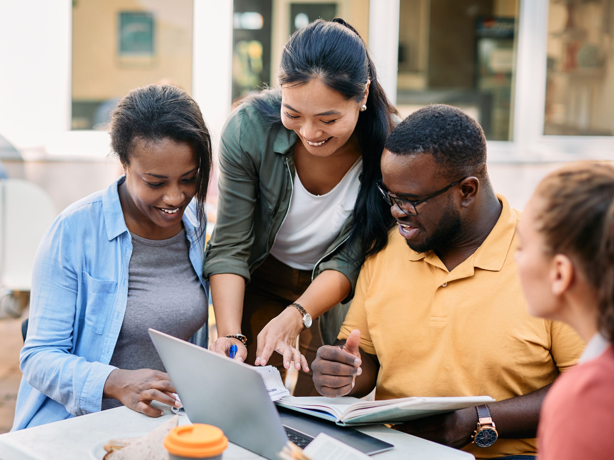 College students studying on campus